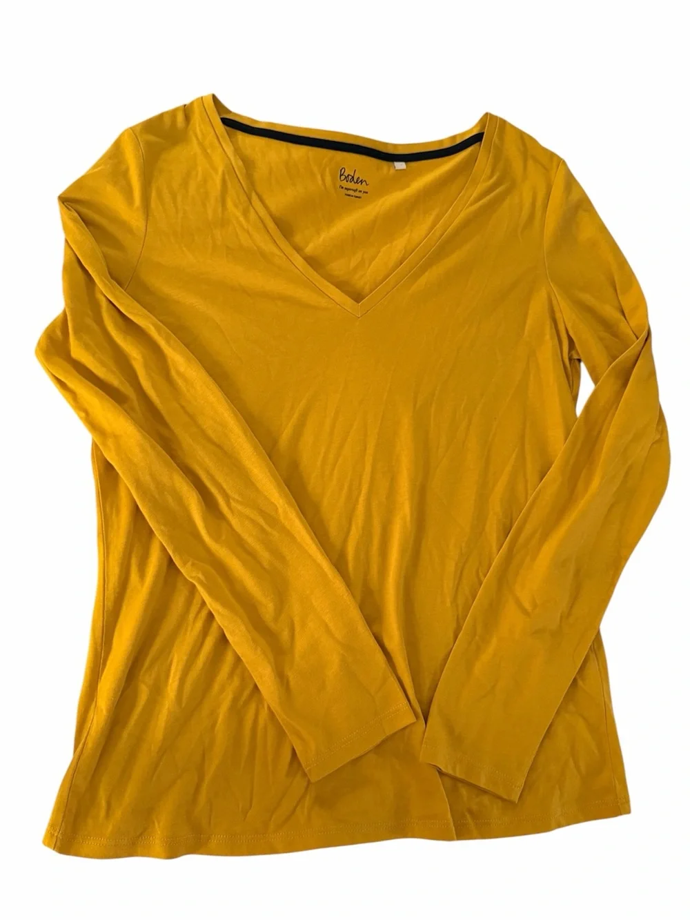 Boden Women's V-Neck Long Sleeve Top — Yellow